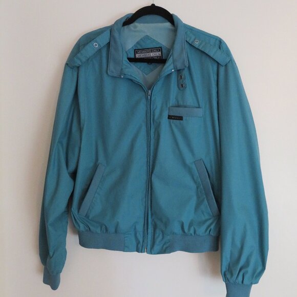Vintage Members Only | Size 44 Large | 80s Retro Teal Windbreaker Zip Up Jacket - Picture 1 of 11